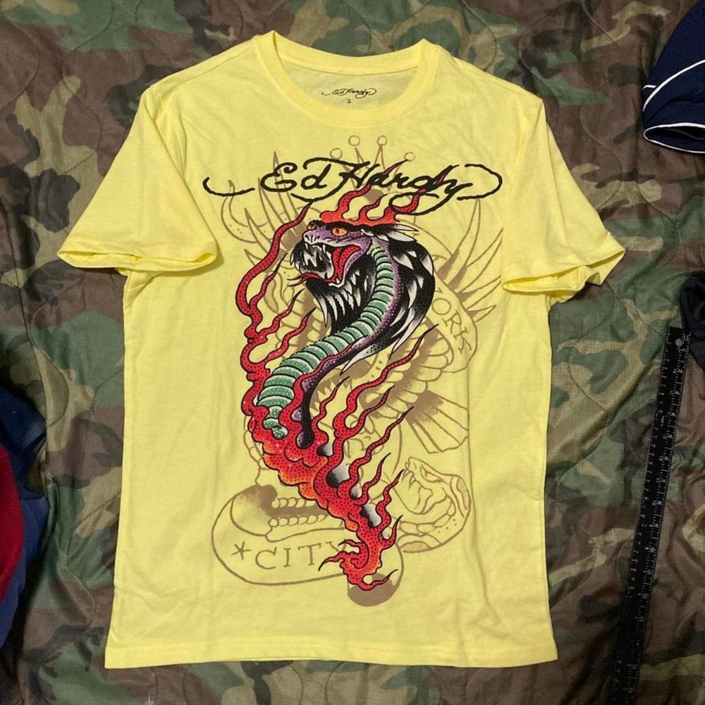 Ed hardy NWT rhinestone cobra tee Christian audigier‎ size S/19.5